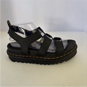 Dr Martens Nartilla Sandals Quad Platform Gladiator Hydro Leather Black Size 8